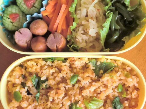 こどものお弁当 キムチチャーハン 三色ナムル レシピ 作り方 By R Chibico 楽天レシピ こどものお弁当 キムチチャーハン 三色ナムル レシピ 作り方 By R Chibico 楽天レシピ
